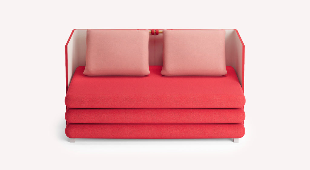 SUISSE sofa with tables Fluf Madras / 35-Flamingo