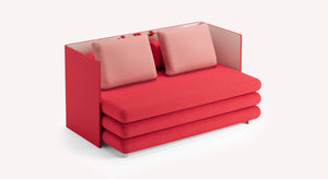 SUISSE sofa with tables Fluf Madras / 35-Flamingo