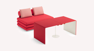 SUISSE sofa with tables Fluf Madras / 35-Flamingo